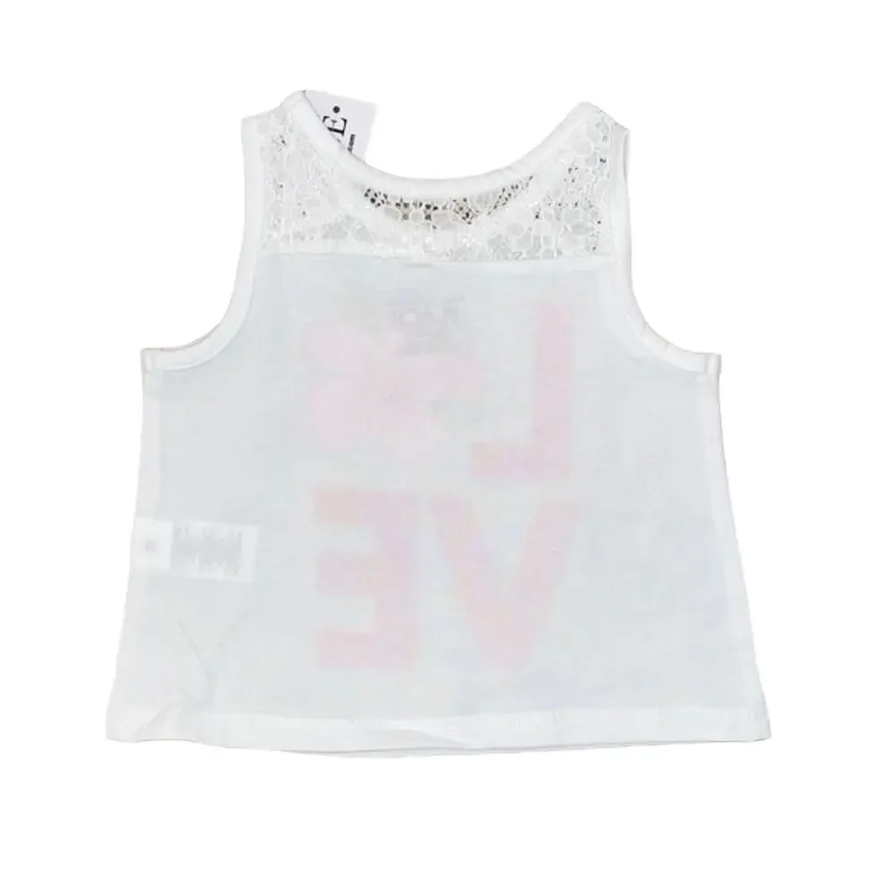 NWT Children's Place White Lace & Sequin Floral LOVE Tank & Skort Outfit - 6-9M